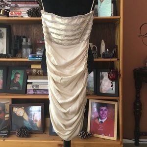 Alice + Olivia strapless champagne mini dress